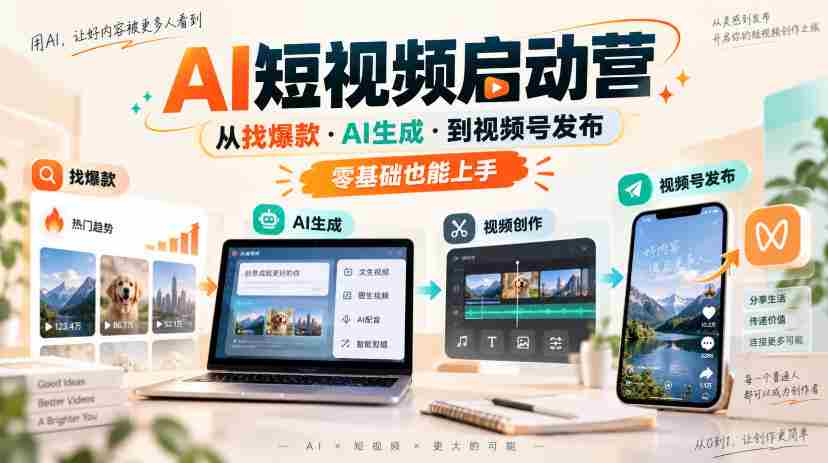 AI短视频启动营，从找爆款·AI生成·到视频号发布，零基础也能上手-任任的小木屋 - 热点知汇
