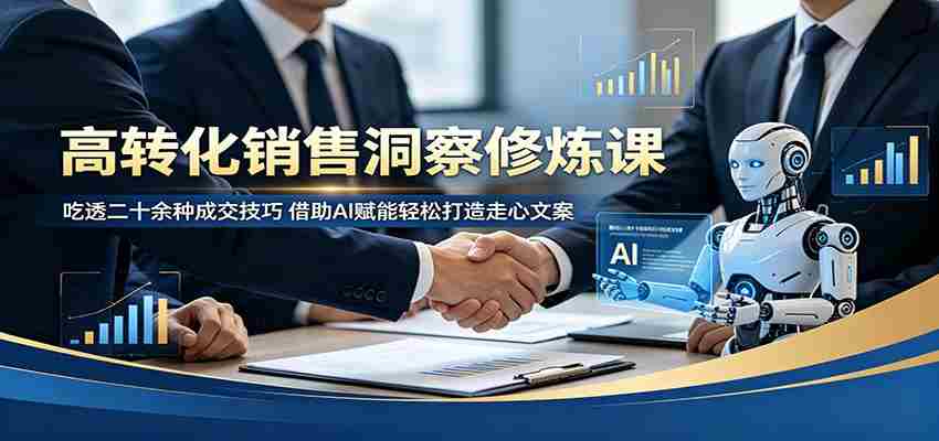 高转化销售洞察修炼课：吃透二十余种成交技巧，借助AI赋能轻松打造走心文案-任任的小木屋 - 热点知汇