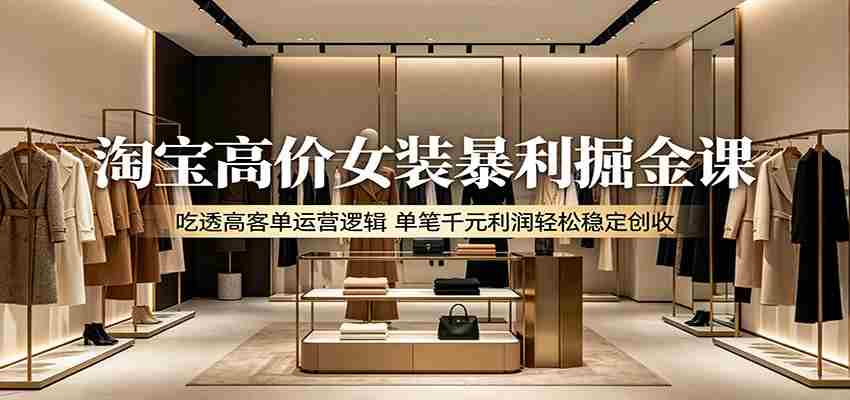 淘宝高价女装暴利掘金课：吃透高客单运营逻辑，单笔千元利润轻松稳定创收-任任的小木屋 - 热点知汇