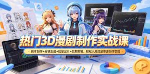 热门3D漫剧制作实战课,剧本创作+分镜生成+批量出片+后期剪辑,轻松入局流量赛道创作变现-任任的小木屋 - 热点知汇