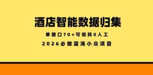 酒店智能数据归集,小众蓝海已经稳定半年之久,单窗口70+零成本矩阵开干【揭秘】-任任的小木屋 - 热点知汇