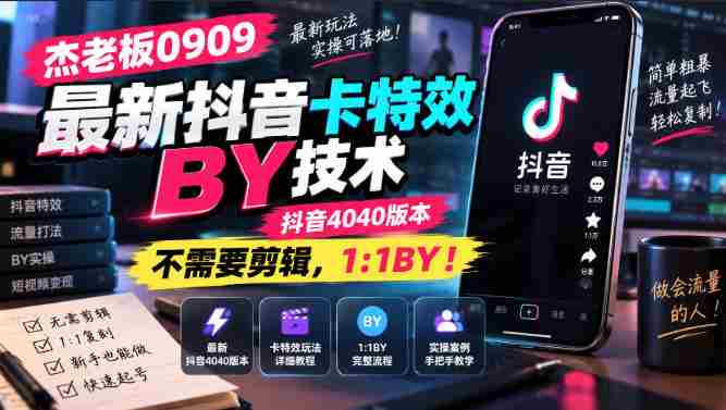 杰老板0909最新抖音卡特效搬运技术，抖音4040版本，不需要剪辑，1:1搬运！-任任的小木屋 - 热点知汇