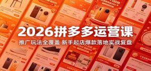 2026拼多多运营课:推广玩法全覆盖,新手起店爆款落地实战复盘-任任的小木屋 - 热点知汇