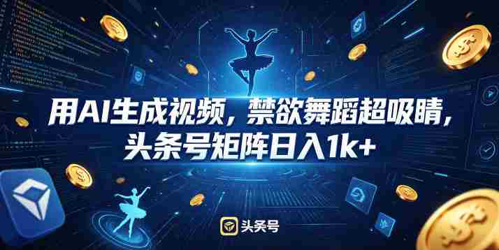 用AI生成视频，禁欲舞蹈超吸睛，头条号矩阵日入1k+-任任的小木屋 - 热点知汇