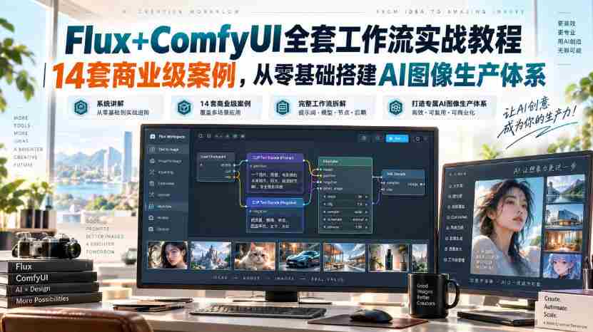 Flux+ComfyUI全套工作流实战教程|14套商业级案例,从零基础搭建AI图像生产体系-任任的小木屋 - 热点知汇