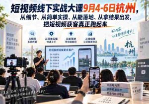 短视频线下实战大课9月4-6日杭州,从细节、从简单实操、从能落地、从拿结果出发,把短视频获客真正跑起来-任任的小木屋 - 热点知汇
