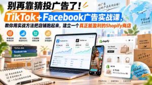 别再靠猜投广告了!TikTok+Facebook广告实战课,教你用实战方法把店铺跑起来,建立一个真正能盈利的Shopify商店【原创双语字幕】-任任的小木屋 - 热点知汇
