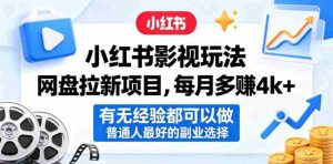 小红书影视玩法网盘拉新项目，每月多賺4k+，有无经验都可以做，普通人最好的副业选择-任任的小木屋 - 热点知汇