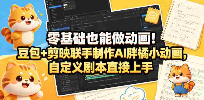 零基础也能做动画！豆包+剪映联手制作AI胖橘小动画，自定义剧本直接上手-任任的小木屋 - 热点知汇
