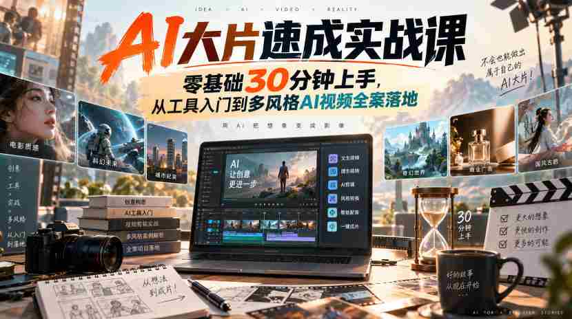 AI大片速成实战课｜零基础30分钟上手，从工具入门到多风格AI视频全案落地​-任任的小木屋 - 热点知汇