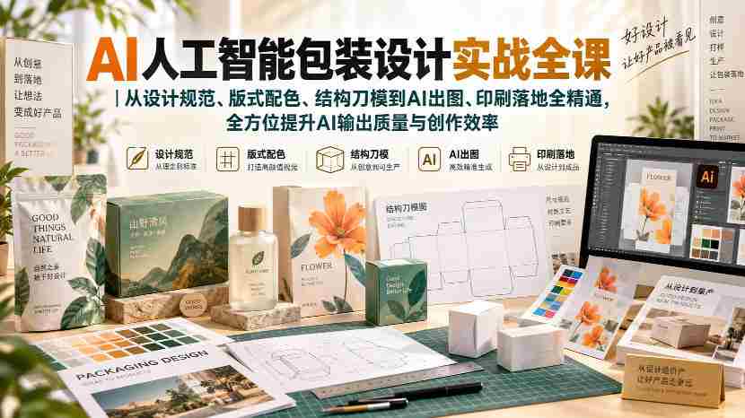 AI人工智能包装设计实战全课|从设计规范、版式配色、结构刀模到AI出图、印刷落地全精通-任任的小木屋 - 热点知汇