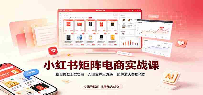 小红书矩阵电商实战课：批量搬款上架实操，AI图文产出，矩阵放大变现指南-任任的小木屋 - 热点知汇
