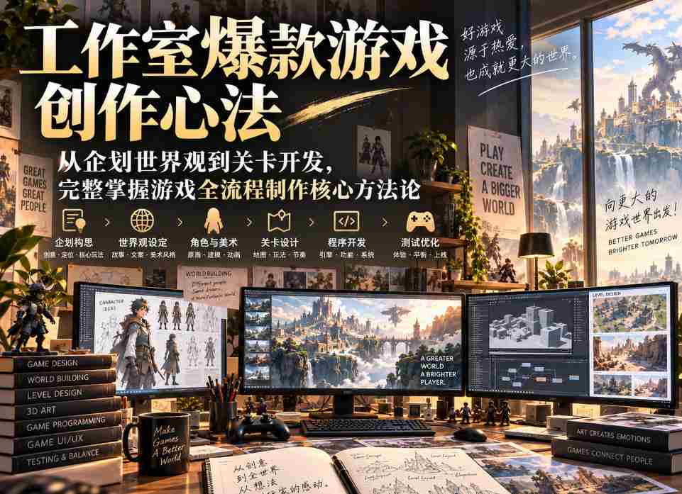 工作室爆款游戏创作心法｜从企划世界观到关卡开发，完整掌握游戏全流程制作核心方法论-任任的小木屋 - 热点知汇