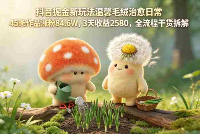 抖音掘金新玩法温馨毛绒治愈日常，45条作品涨粉84.6W，3天收益2580，全流程干货拆解-任任的小木屋 - 热点知汇
