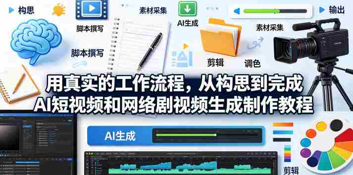用真实的工作流程，从构思到完成AI短视频和网络剧视频生成制作教程-中英字幕-任任的小木屋 - 热点知汇