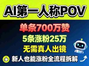 AI第一人称POV,单条700W赞,5条涨粉25W,无需真人出镜,新人也能涨粉全流程拆解-任任的小木屋 - 热点知汇