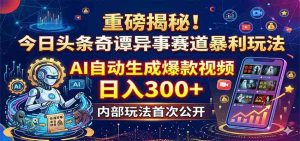 重磅揭秘!今日头条奇谭异事赛道暴利玩法:AI自动生成爆款视频,日入300+-任任的小木屋 - 热点知汇