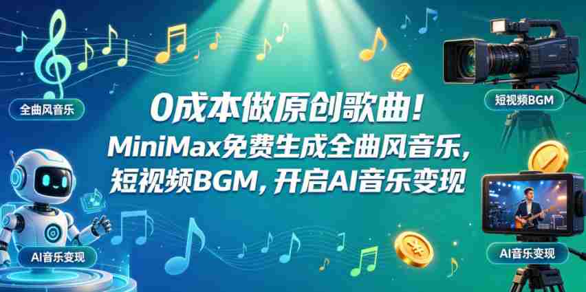 0成本做原创歌曲！MiniMax免费生成全曲风音乐，短视频BGM，开启AI音乐变现-任任的小木屋 - 热点知汇
