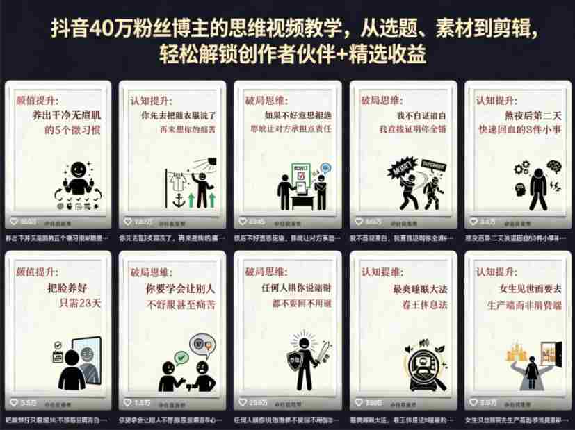 抖音40W粉丝博主的思维视频教学,从选题、素材到剪辑,轻松解锁创作者伙伴+精选收益-任任的小木屋 - 热点知汇