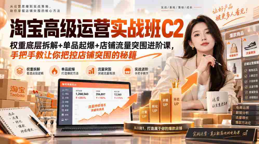 淘宝高级运营实战班C2|权重底层拆解+单品起爆+店铺流量突围进阶课,手把手教让你把控店铺突围的秘籍-任任的小木屋 - 热点知汇