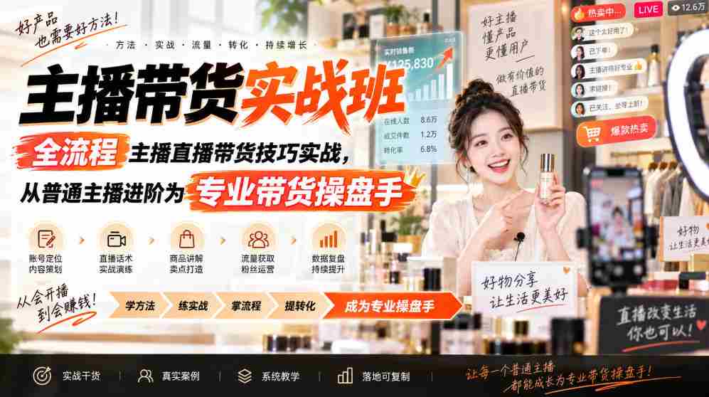 主播带货实战班ZB，全流程主播直播带货技巧实战，从普通主播进阶为专业带货操盘手-任任的小木屋 - 热点知汇