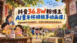 抖音36.8W粉博主AI童年怀旧故事动画课|零基础做怀旧动画短片,吃透抖音精选收益变现玩法-任任的小木屋 - 热点知汇
