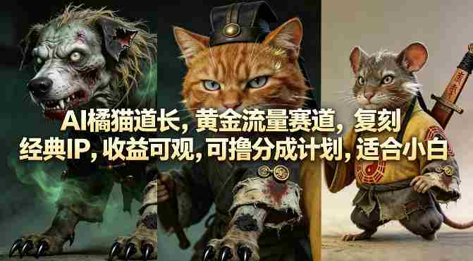 AI橘猫道长，黄金流量赛道，复刻经典IP，收益可观，可撸分成计划，适合小白-任任的小木屋 - 热点知汇