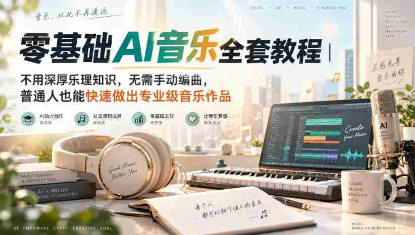 零基础AI音乐全套教程｜不用深厚乐理知识，无需手动编曲，普通人也能快速做出专业级音乐作品-任任的小木屋 - 热点知汇