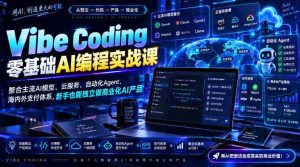Vibe Coding零基础AI编程实战课-无水印，整合主流AI模型、云服务、自动化Agent、海内外支付体系，新手也能独立做商业化AI产品-任任的小木屋 - 热点知汇