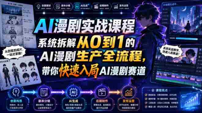 AI漫剧实战课程，系统拆解从0到1的AI漫剧生产全流程，带你快速入局AI漫剧赛道（更新）-任任的小木屋 - 热点知汇