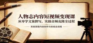 人物志内容短视频变现课：从零学文案撰写，实操音频克隆全过程-任任的小木屋 - 热点知汇