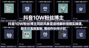 抖音10W粉丝博主同款星座性格解析视频实操课，新手可直接复制，撸创作伙伴计划，分成计划等-任任的小木屋 - 热点知汇