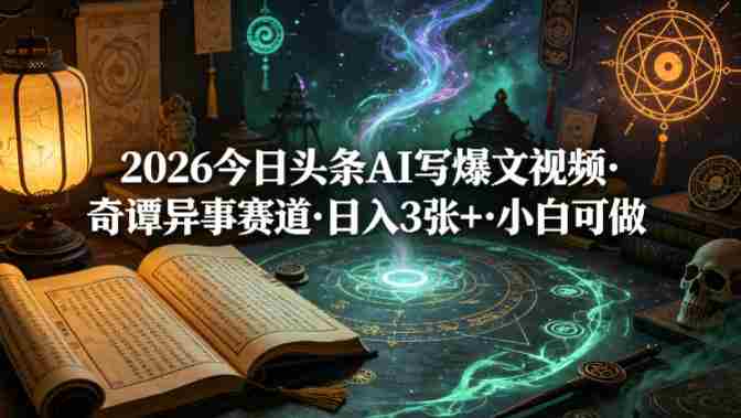 2026今日头条AI写爆文视频，奇谭异事赛道，日入3张+，小白可做-任任的小木屋 - 热点知汇