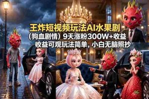王炸短视频玩法AI水果剧（狗血剧情）9天涨粉300W+收益可观玩法简单，小白无脑照抄，详细拆解玩法-任任的小木屋 - 热点知汇