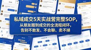 私域成交5天实战营完整SOP,从朋友圈到成交的全流程闭环,告别不敢发、不会聊、卖不掉-任任的小木屋 - 热点知汇