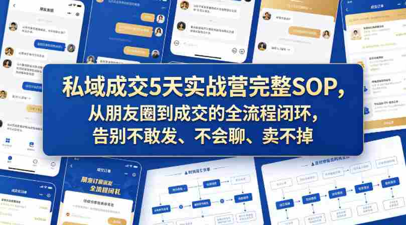 私域成交5天实战营完整SOP，从朋友圈到成交的全流程闭环，告别不敢发、不会聊、卖不掉-任任的小木屋 - 热点知汇