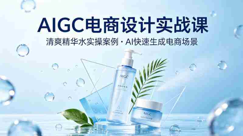 AIGC电商设计实战课，以清爽精华水为实操案例，教你用AI快速生成电商场景-任任的小木屋 - 热点知汇