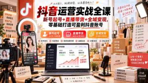 抖音运营实战全课｜新号起号+直播带货+全域变现，零基础打造可盈利抖音账号-任任的小木屋 - 热点知汇