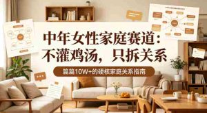 公众号流量主【中年女性家庭赛道】，不讲鸡汤、只拆家庭关系，篇篇10w+-任任的小木屋 - 热点知汇