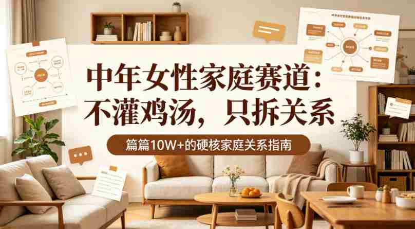 公众号流量主【中年女性家庭赛道】，不讲鸡汤、只拆家庭关系，篇篇10w+-任任的小木屋 - 热点知汇