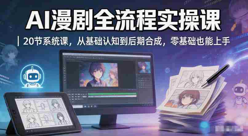AI漫剧全流程实操课｜20节系统课，从基础认知到后期合成，零基础也能上手-任任的小木屋 - 热点知汇