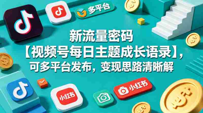 新流量密码【视频号每日主题成长语录】,可多平台发布,变现思路清晰-任任的小木屋 - 热点知汇
