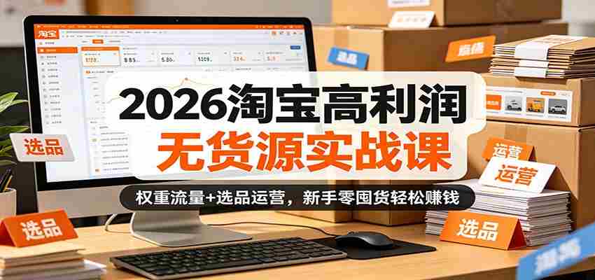 2026淘宝高利润无货源实战课：权重流量+选品运营，新手零囤货轻松赚钱-任任的小木屋 - 热点知汇