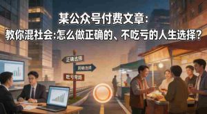 某公众号付费文章:教你混社会:怎么做正确的、不吃亏的人生选择?-任任的小木屋 - 热点知汇