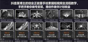 抖音某博主的创业正能量手绘素描短视频全流程教学,手把手教你做号变现,撸创作者伙伴计划收益-任任的小木屋 - 热点知汇