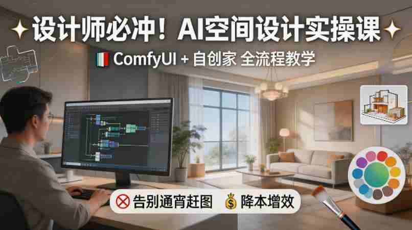 设计师必冲！AI空间设计实操课，ComfyUI+自创家全教学，告别通宵赶图，降本增效-任任的小木屋 - 热点知汇