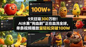 9天狂吸300w粉！AI水果“狗血剧”正在血洗全球，单条视频播放量轻松突破100W-任任的小木屋 - 热点知汇