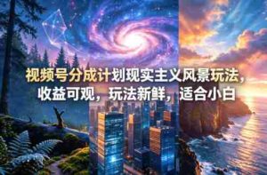 视频号分成计划现实主义风景玩法,收益可观,玩法新鲜,适合小白-任任的小木屋 - 热点知汇