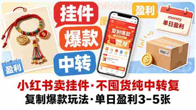 小红书卖挂件，不囤货纯中转复制爆款玩法，单日盈利3-5张-任任的小木屋 - 热点知汇