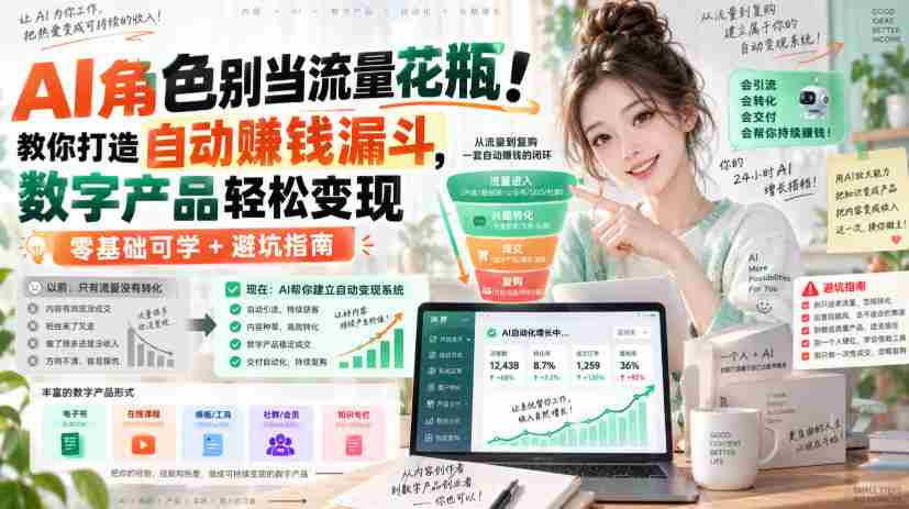 AI角色别当流量花瓶！教你打造自动賺钱漏斗，数字产品轻松变现（零基础可学+避坑指南）【原创双语字幕】-任任的小木屋 - 热点知汇